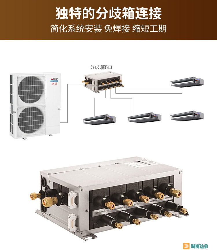 三菱电机中央空调小冰焰系列独特的分歧箱连接